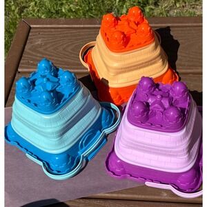 3pk Sand Buckets Collapsible Kids  Multicolor Castle Mold new